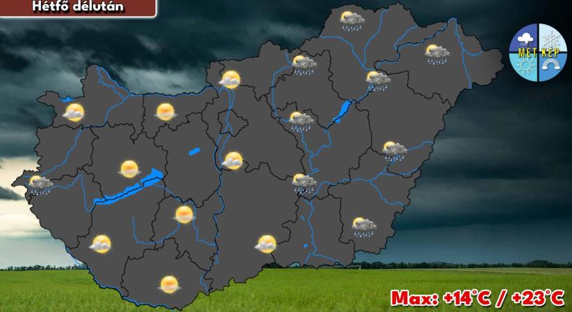 Hétfőn még előfordulhatnak záporok