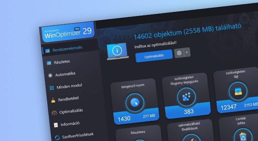 Ashampoo WinOptimizer Pro 29 teszt: karbantartás, takarítás és frissítés egy helyen