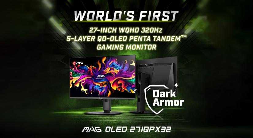Világelső 27 hüvelykes gamer monitorral rukkolt elő az MSI, ami QD-OLED Penta Tandem panelt használ