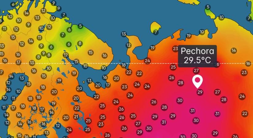 Közel 30 fok van az északi sarkkör közelében