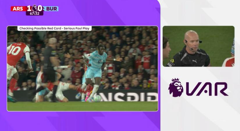 Ezért nem állították ki az Arsenal támadóját, miután hátulról becsúszva taposta meg ellenfelét