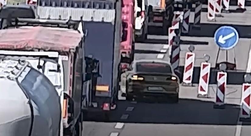 Nem adta ki – vajon mi járt a sofőr fejében? Közúti kamera rögzítette a kamion és egy kocsi ütközését