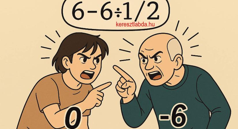 Napi matek feladat: 6 – 6 : 1/2  ? amit sokan elsőre elrontanak