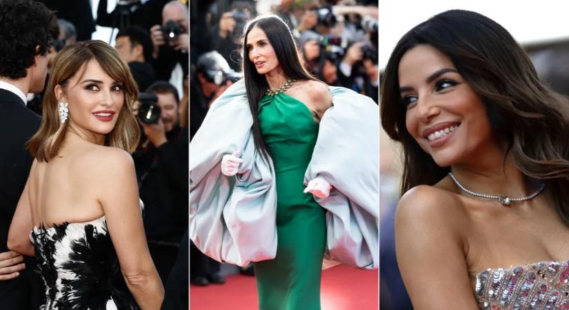 Demi Moore hálózsákban sokkolt a vörös szőnyegen: mutatjuk az Arany Pálma legizgalmasabb ruháit