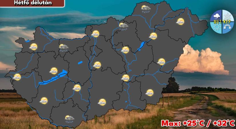 Nyárias idővel indul a hét, elvétve lehet futó záporeső
