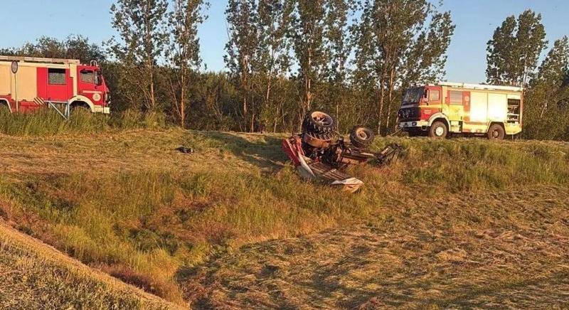Dráma Öcsödön, ráborult a traktor a vezetőjére