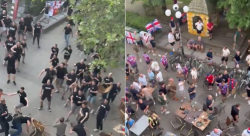 300 spanyol szurkoló balhézott a KL-döntő előtt: Repültek a székek és a söröspoharak az angolokra - videó