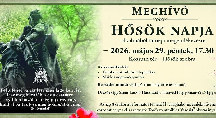 Hősök napi megemlékezést tartanak Törökszentmiklóson