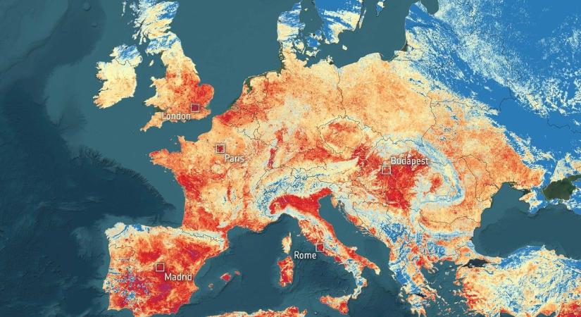 Műholdképen mutatjuk: perzselő hőség tombol Európában, Magyarország húzta a legrövidebbet