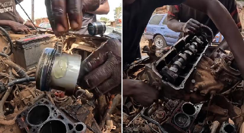 Így újítanak fel egy sokat futott motort a nigériai autószerelők
