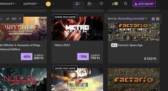 Meglepő újítással kedveskedik a magyaroknak a GoG áruház