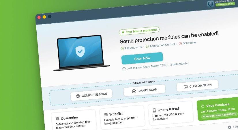 Antivirus AI Mac teszt: AI-ra épülő vírusvédelem macOS-re, akár ingyen is