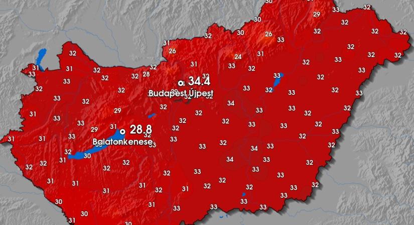 Megdőlt a fővárosi melegrekord szerdán
