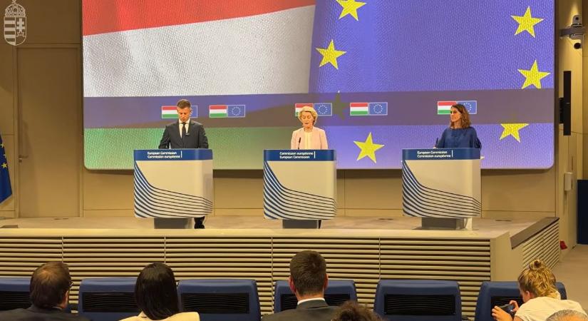 Magyar Péter és Ursula von der Leyen közösen jelentik be a megállapodást