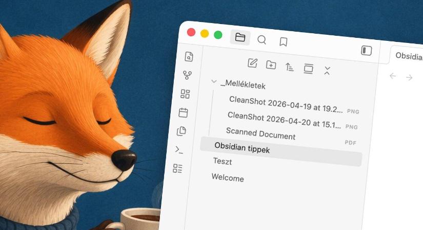 Csatolt képek elrejtése a listából az Obsidianban
