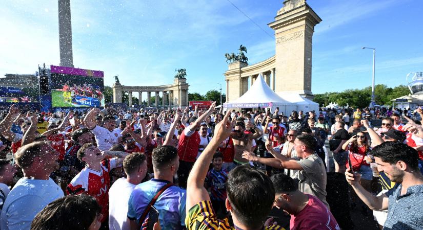 Videón, ahogy tömegverekedésbe torkollott a PSG és az Arsenal szurkolóinak találkozása Budapesten