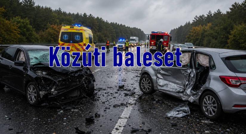 Hármas karambol az M1-esen: felborult egy autó, torlódik a forgalom