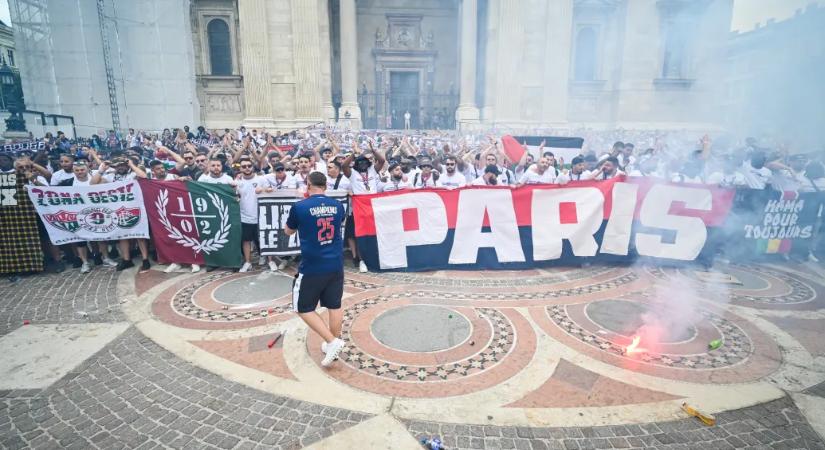 Őrült hangulatot csináltak a PSG-szurkolók a Bazilikánál, ellepték a szurkolók Budapestet a BL-döntő előtt