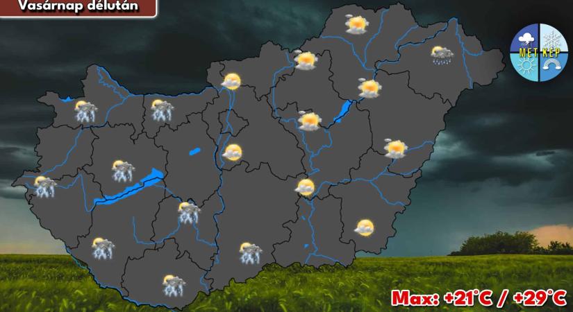 A hét utolsó napján a Dunántúlon alakulhatnak ki záporok, zivatarok