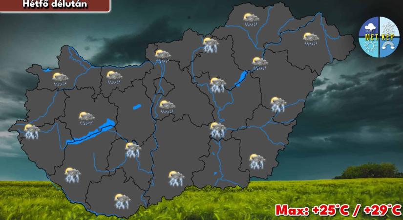 A hét első napja záporokkal, zivatarokkal indul