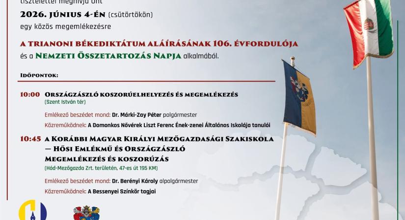 Közös megemlékezésre várják a vásárhelyieket a Nemzeti Összetartozás Napján