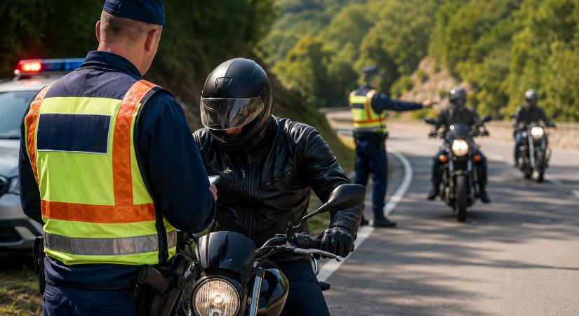 Rendszeresen ellenőrzik a motorosokat a 1119-es számú úton