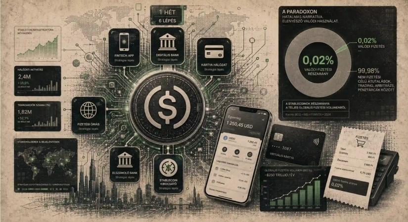 Stablecoin-infrastruktúra: egy hét, hat nagy lépés – és a számok, amik mást mutatnak