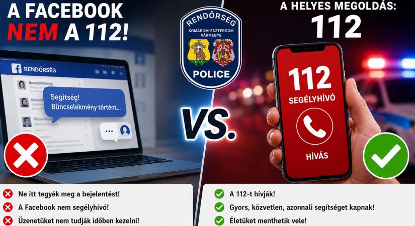 A Facebook nem a 112 – erre figyelmeztet a vármegyei rendőrség