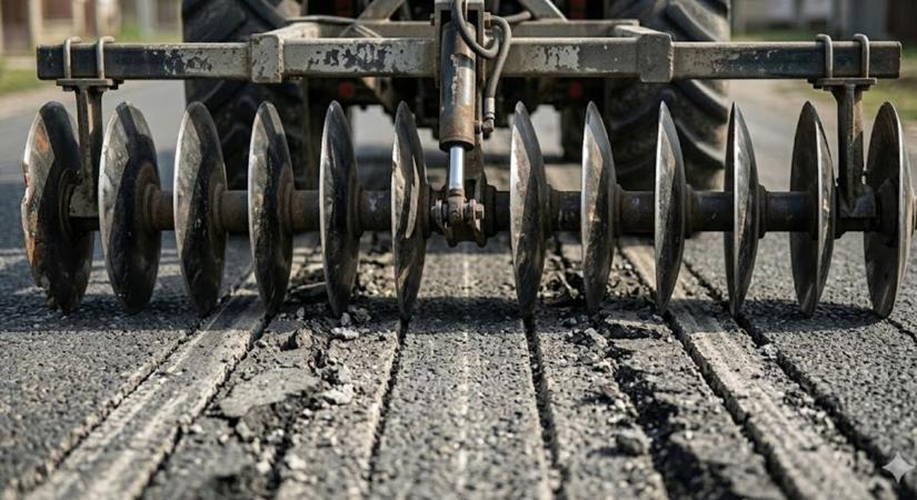 Végigszántotta az aszfaltot, brutális kárt okozott a traktoros