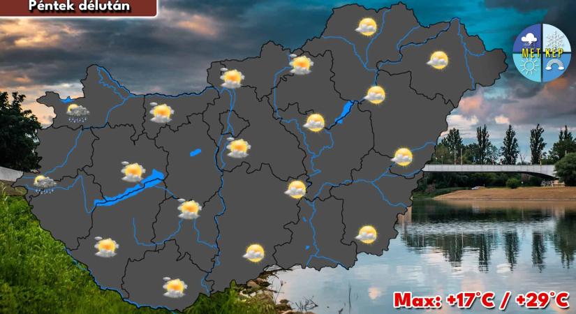 Nyugaton hűvösebb, záporosabb, keleten melegebb marad az idő