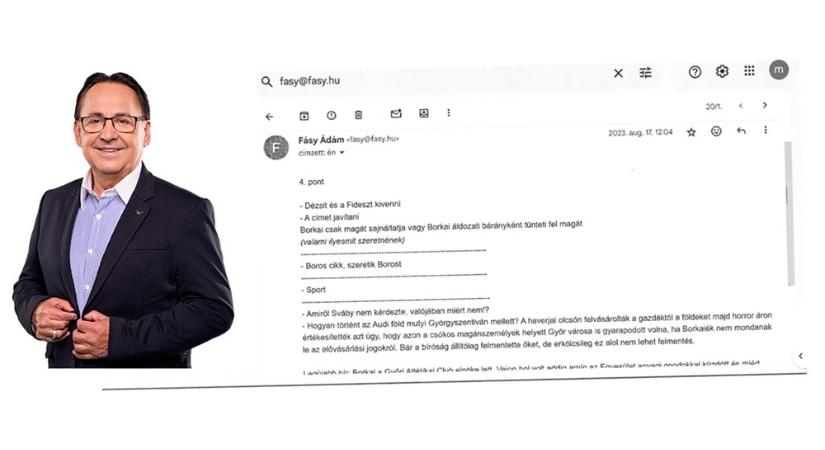 “Dézsit és a Fideszt kivenni!” - Fásy Ádám e-mail címéről érkeztek utasítások annak az újságnak a tartalmára, ami Dézsi Csaba András kampányát segítette 2024-ben
