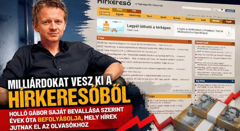 Milliárdokat vesz ki a Hírkeresőből Holló Gábor, aki saját bevallása szerint befolyásolja, mely hírek jutnak el az olvasókhoz