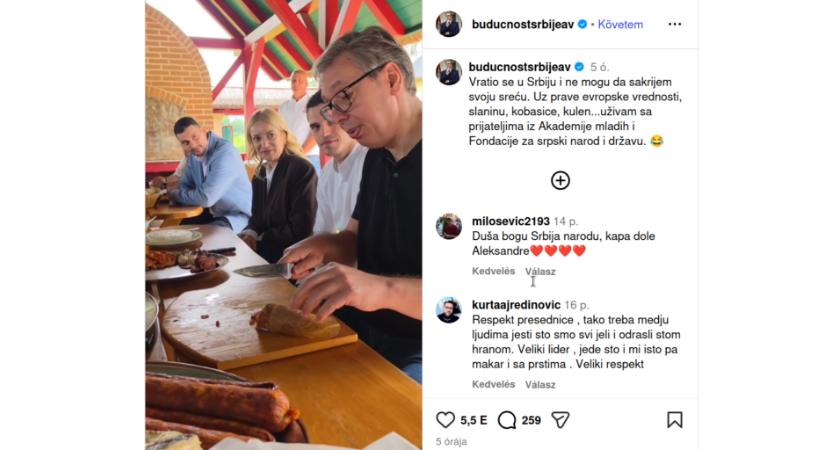 Vučić szalonnát és kulent evett Palicson és az európai értékekről beszélt (Videó)
