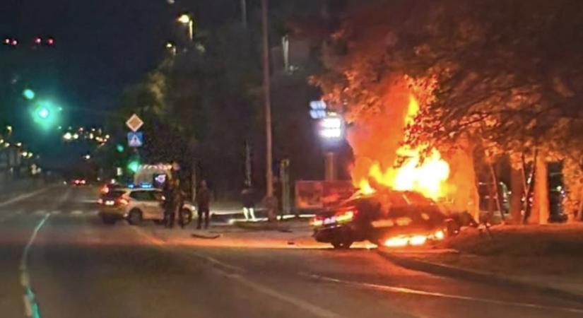 Részeg, bedrogozott sofőr szenvedett balesetet Pozsonyban, még az autója is kigyulladt