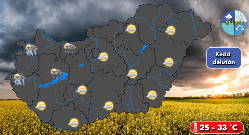 Délután nyugton, északnyugaton már előfordulhat zápor, zivatar