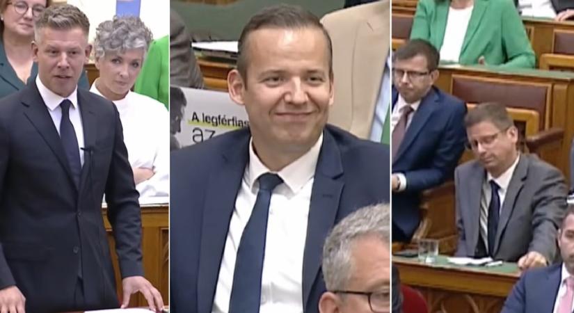 Magyar Péter kifigurázta Toroczkait és Gulyást a parlamentben – arcukon az érzelmek