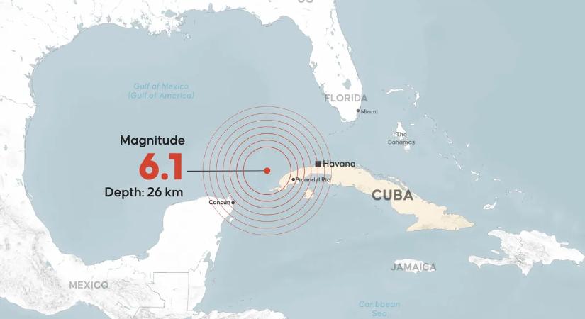 Olyan erős földrengés volt Kuba partjainál, hogy még Florida is beleremegett