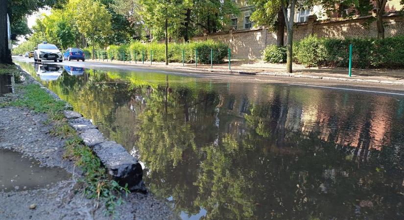 "Kis-Balaton" Győrben - Állt a víz a város egyik legforgalmasabb útján - fotók