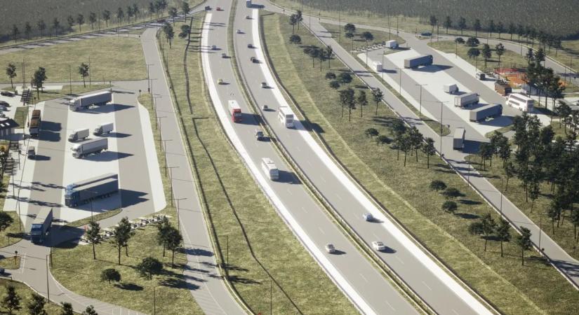 Már épül az új típusú pihenőhely az M4-esen: mutatjuk, milyen különleges szolgáltatásokkal várják az utazókat