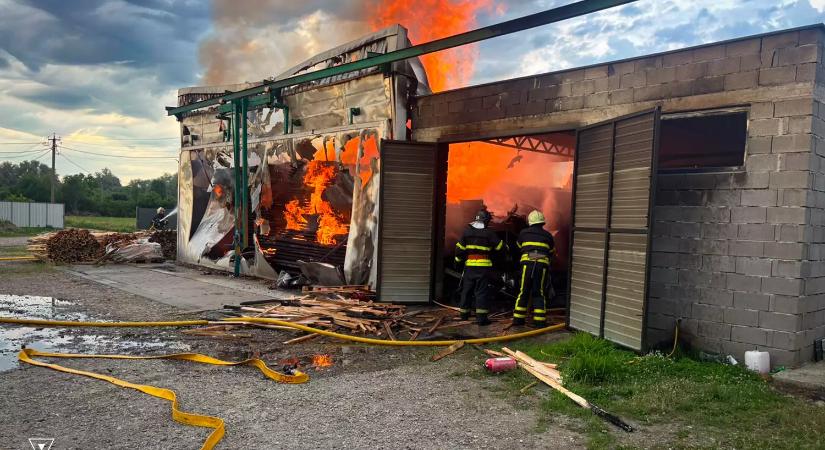 Lángok egy faipari üzemben Szőllősroztokán: jelentős kár keletkezett, a tűzoltók megfékezték a tüzet