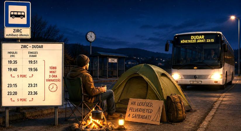 Hihetetlen menetrend a Bakonyban: két busz öt percen belül, aztán órákig semmi