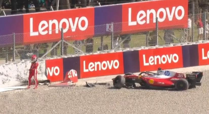 Leclerc csúnyán összetörte a Ferrarit, Russell óriási idővel nyerte a barcelonai időmérőt