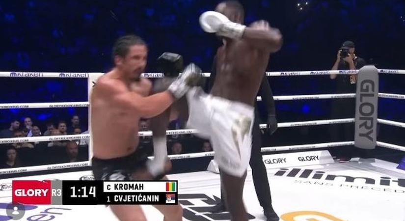A Glory nehézsúlyú bajnoka őrületesen nagy térdessel KO-zta ellenfelét