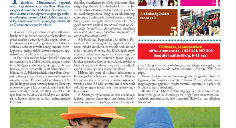 A papszentelések és papi jubileumok időszakában is kézbe vehető a Remény