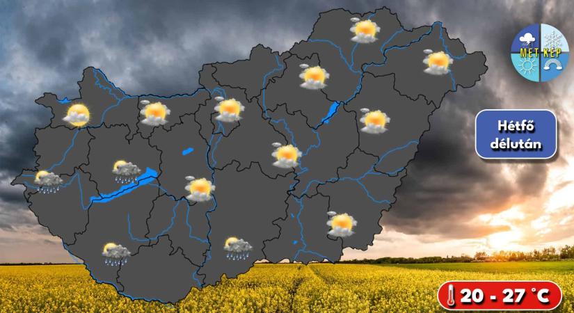 A hét első napján is előfordulhat zápor, esetleg zivatar