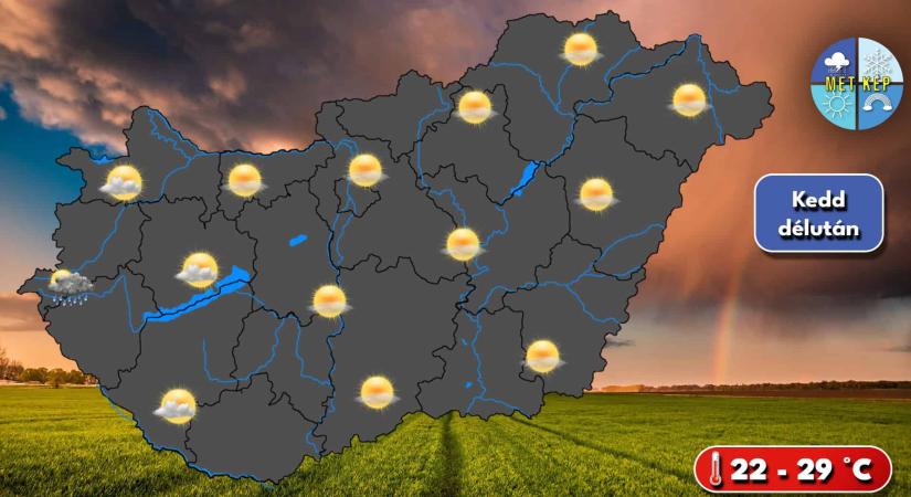 Késő délutántól elszórtan záporok, esetleg zivatarok érkezhetnek
