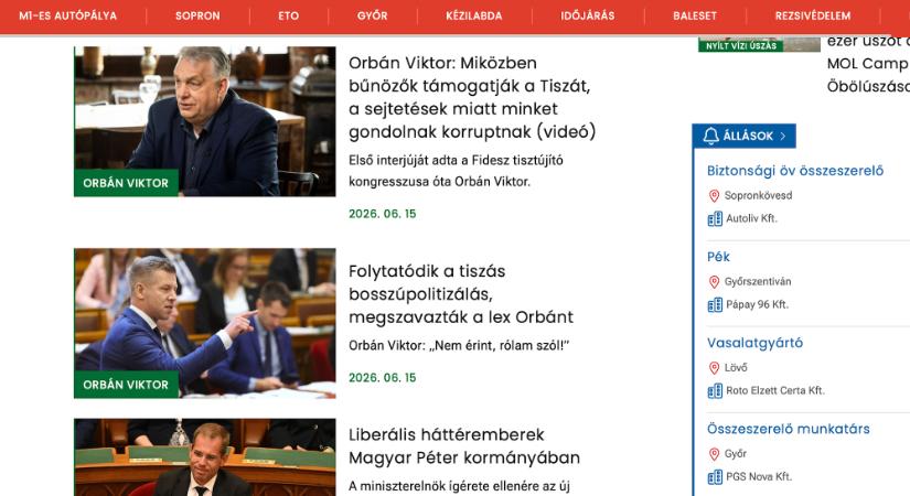 Hiába a kormányváltás, a Kisalföldnél továbbra is fullba tolják a Fidesz-propagandát