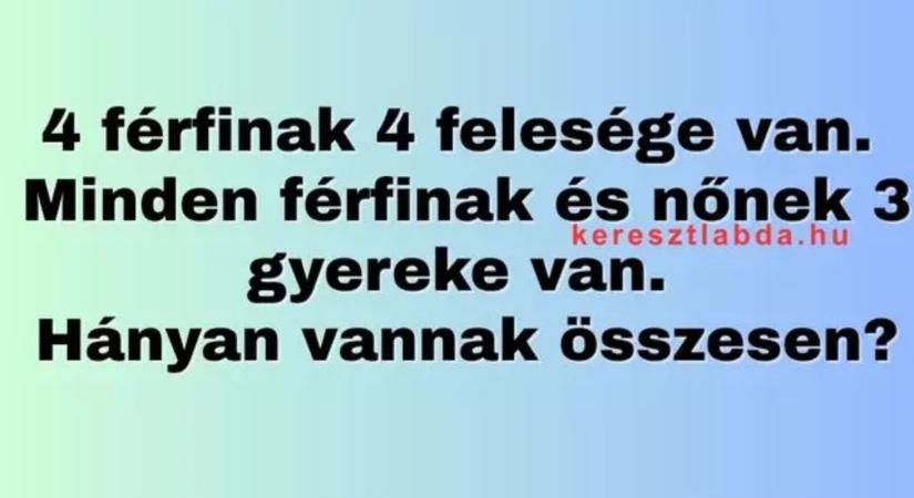 Napi matek feladat: 4 férfi, 4 feleség, itt csúszik el majdnem mindenki