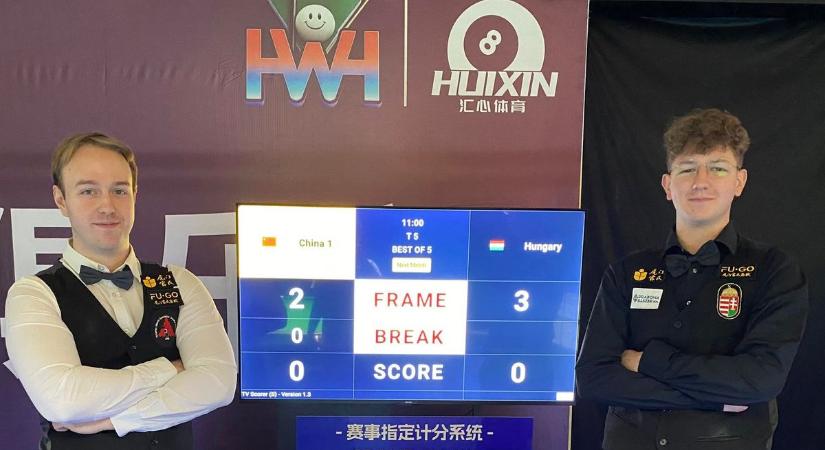A fiatal győri snooker játékos óriási formában, a vezérletével győzte le a magyar válogatott Kínát az amatőr vb-n - fotó