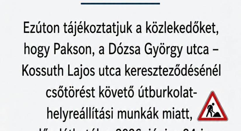 Mezőföldvíz Kft. – Tájékoztatás ideiglenes forgalomkorlátozásról